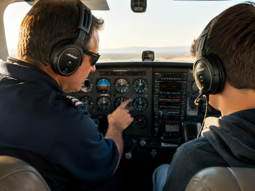 Instructor and student in the cockpit