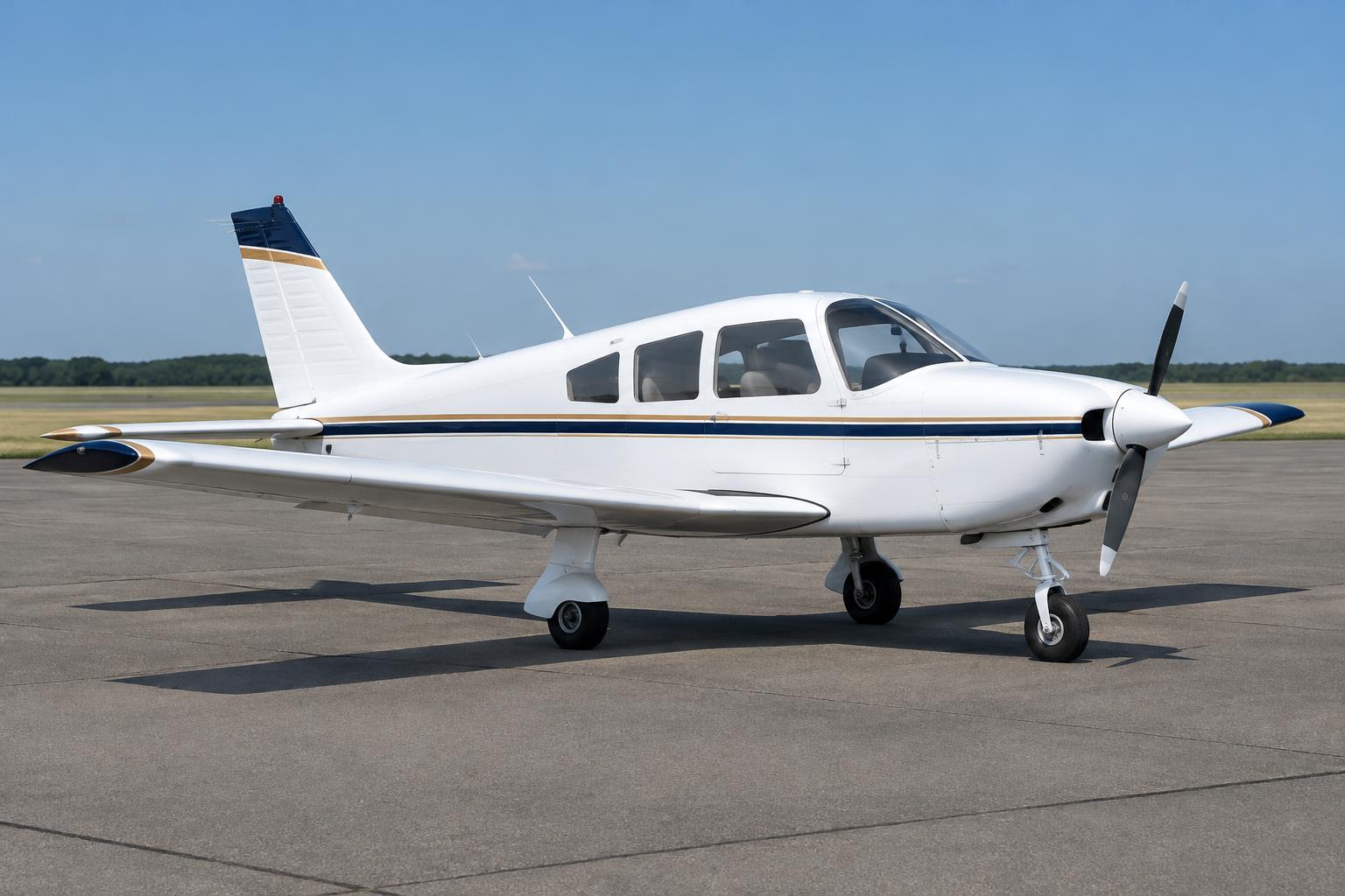Illustration of a Piper PA-28-series training airplane